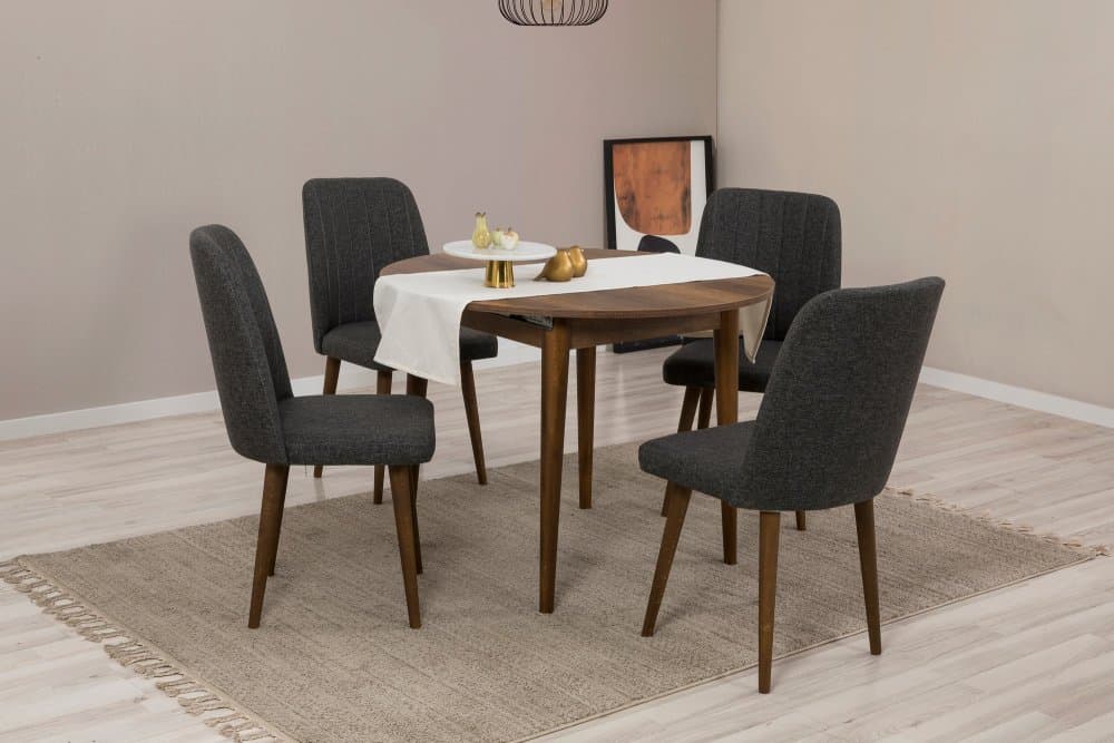 Jedálenský set s rozkladacím stolom a stoličkami (5 kusov) Vina 1053 - Anthracite, Walnut