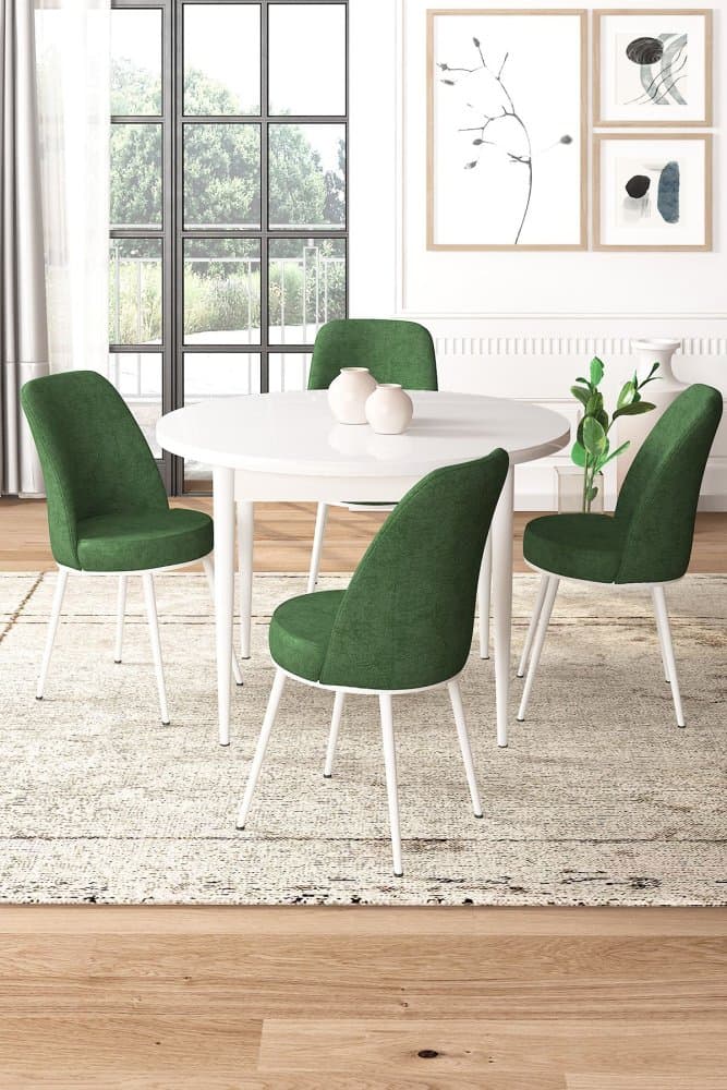 Dining Table & Chairs Set (5 Pieces) Tor - White, Khaki 1