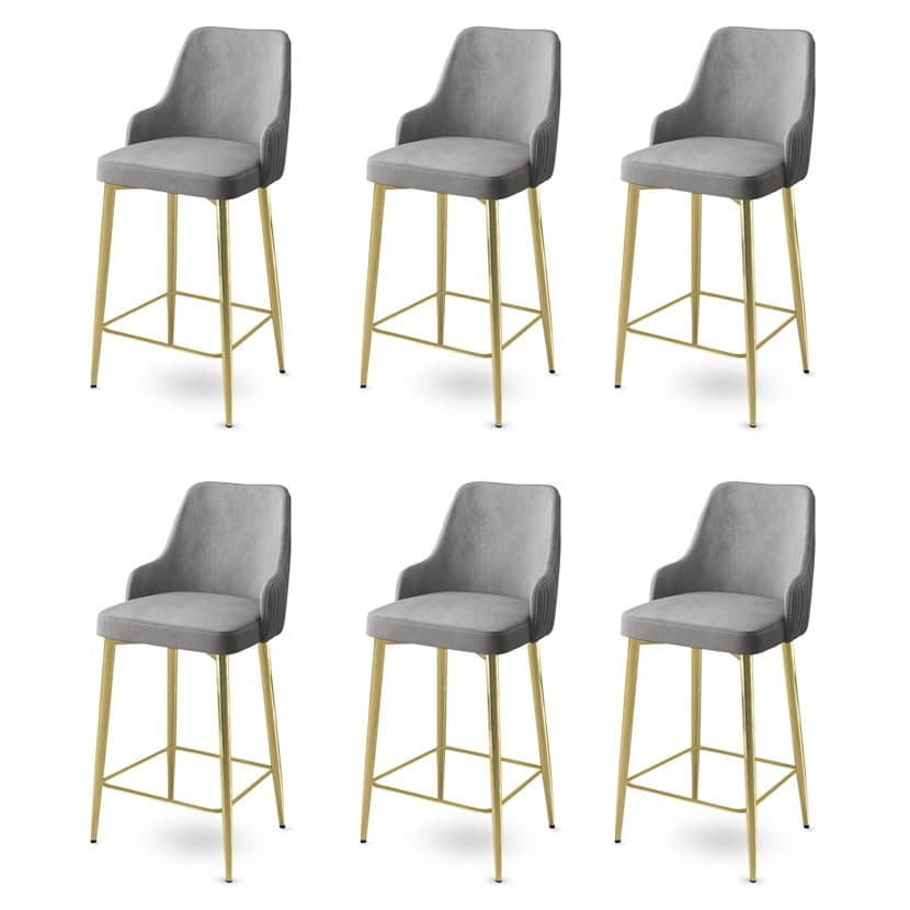 Bar Stool Set (6 Pieces) Enox - Grey, Gold