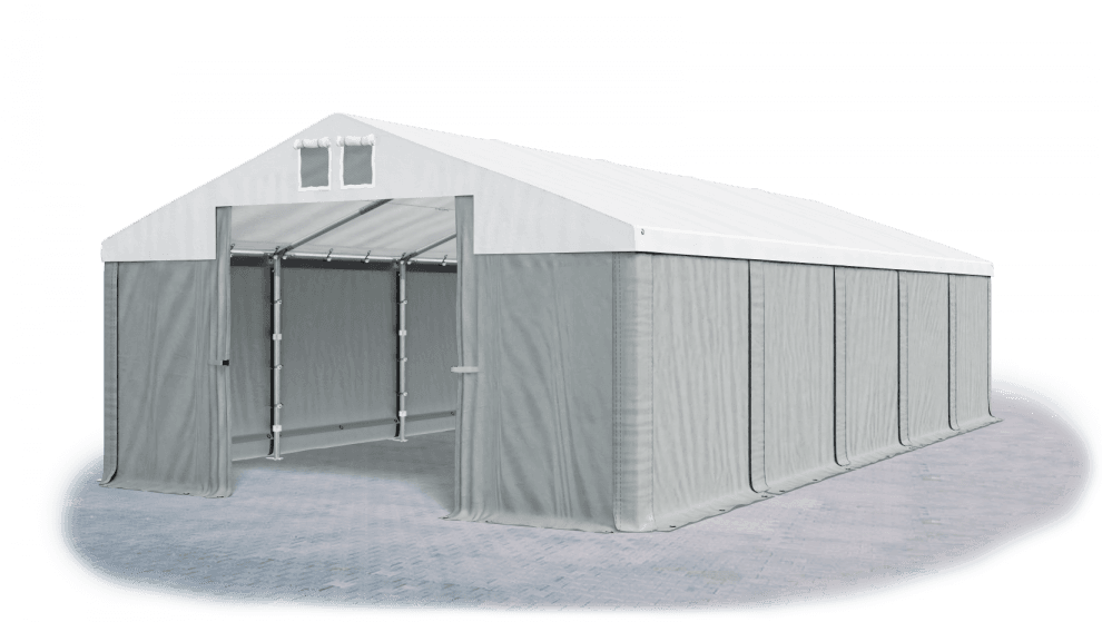 Skladový stan 5x10x2,5m strecha PVC 560g/m2 boky PVC 500g/m2 konštrukcie ZIMA PLUS Bílá Šedá Šedá