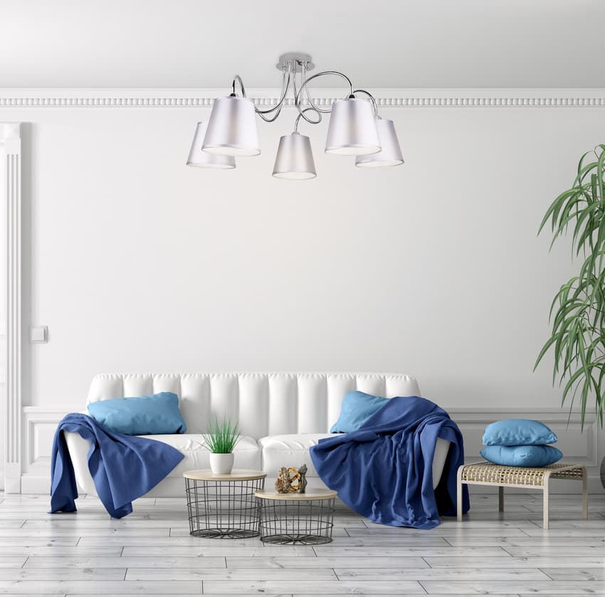 Chrómová stropná lampa 5x40W s látkovým tienidlom Luk 1