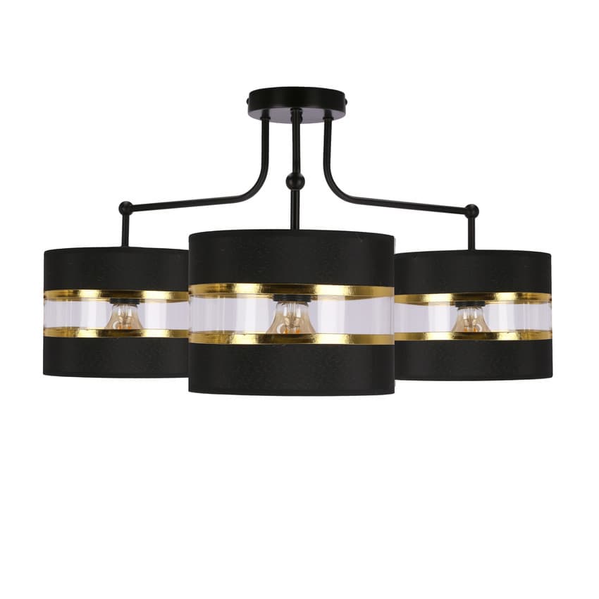 Závesná lampa Andy čierna e27 Tienidlo čierne+zlaté 1
