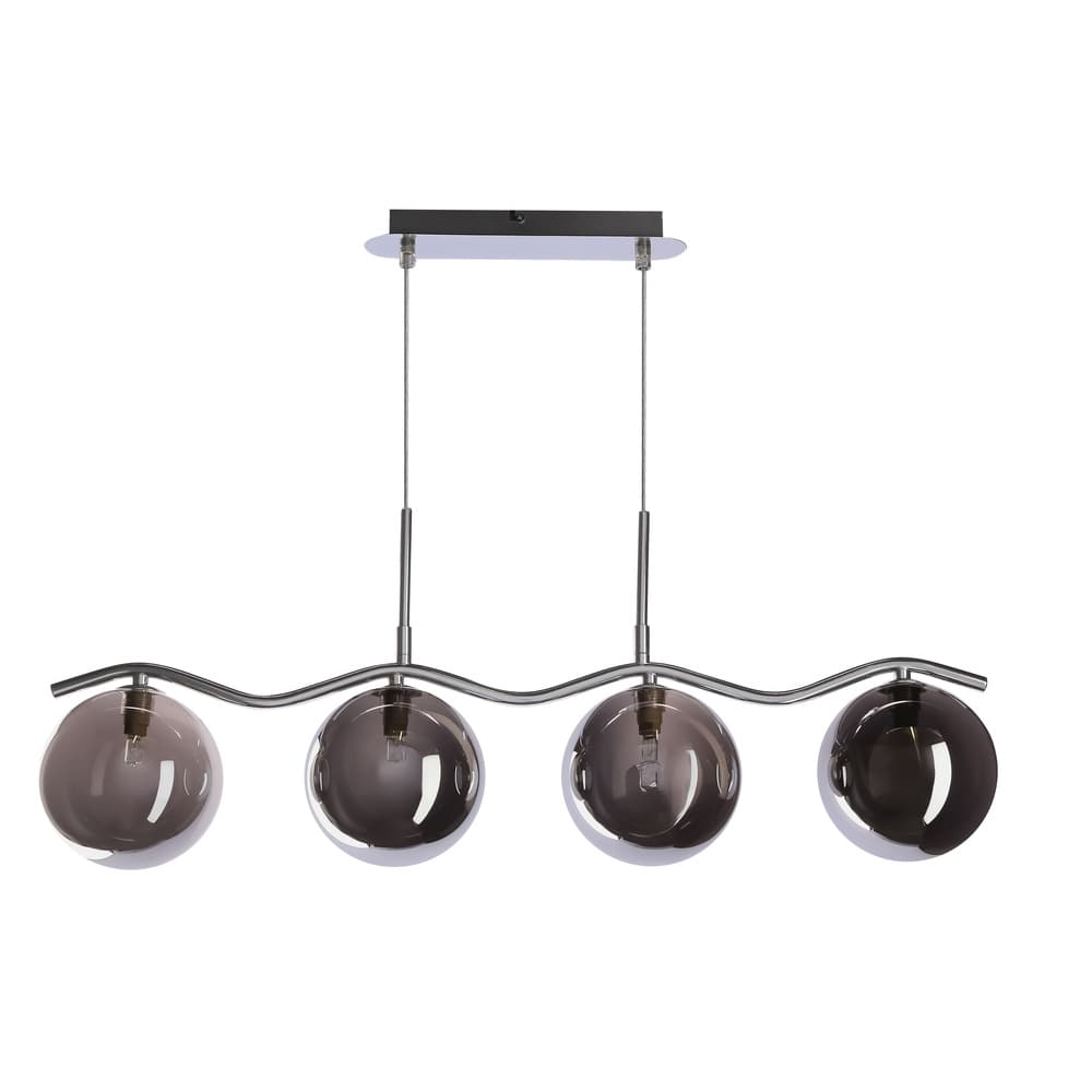 Závesná lampa LUMOS 4x20W G9 chrómové tienidlá zo skla grafitové moderné elegantné svietidlo do obývačky jedálne do spálne glamour 1
