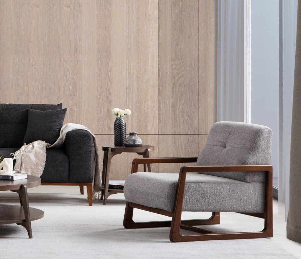 Kreslo ušiak Athena Bergere - Light Grey, Walnut