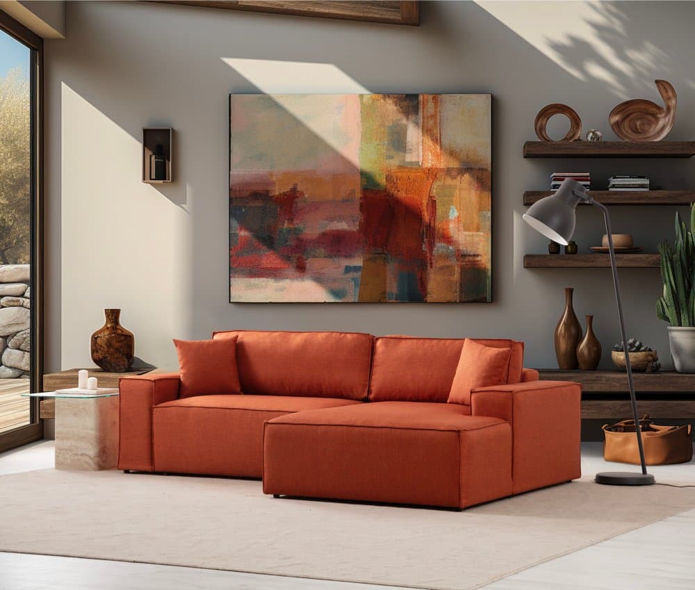 Rohová rozkladacia pohovka Pırlo Corner Right - Orange 1