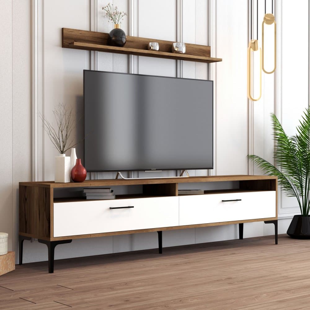 TV skrinka / Obývacia stena Istanbul - Walnut, White 1