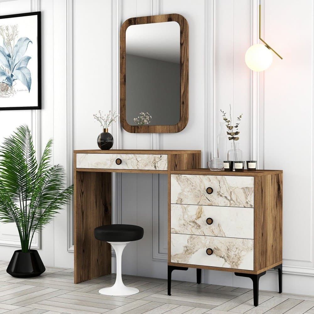 Toaletný stolík Lizbon 545 - Walnut, White 1