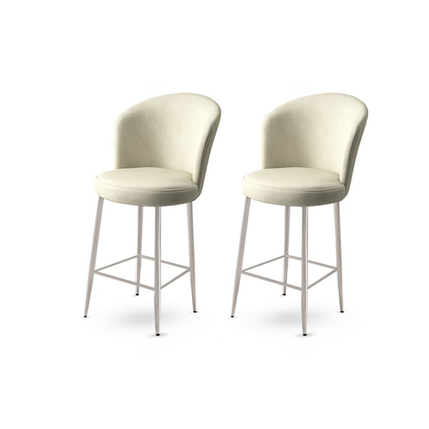 Bar Stool Set (2 Pieces) Fora - Cream, Chrome 1