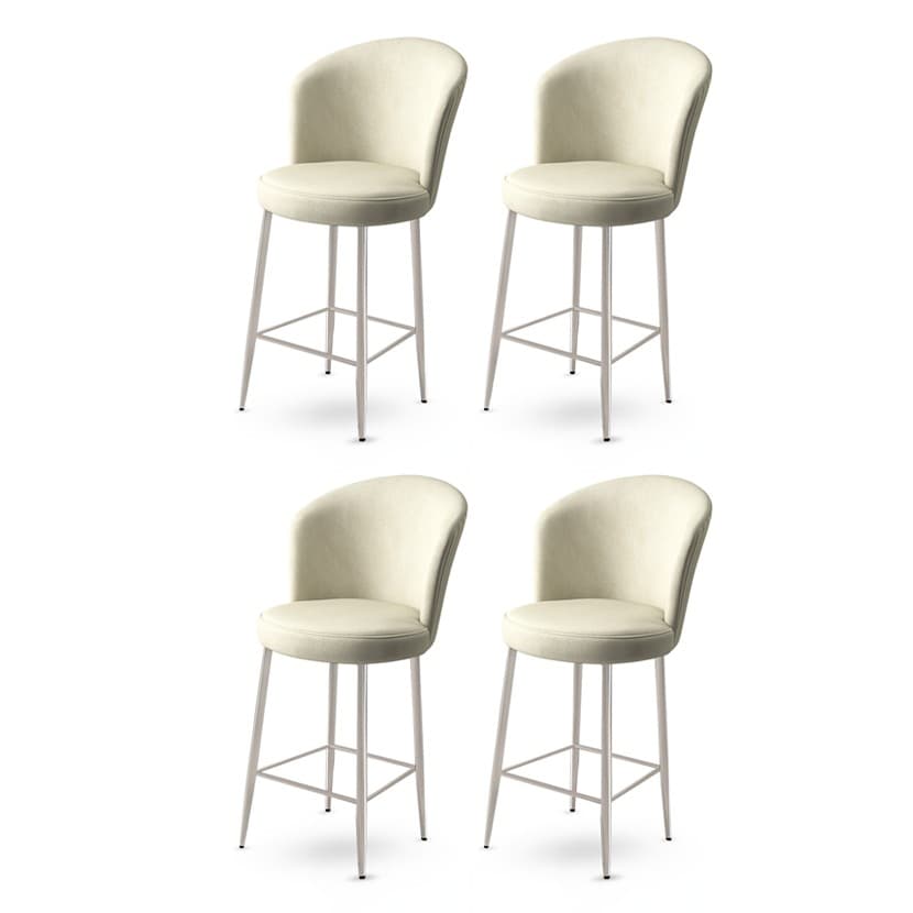 Bar Stool Set (4 Pieces) Fora - Cream, Chrome 1