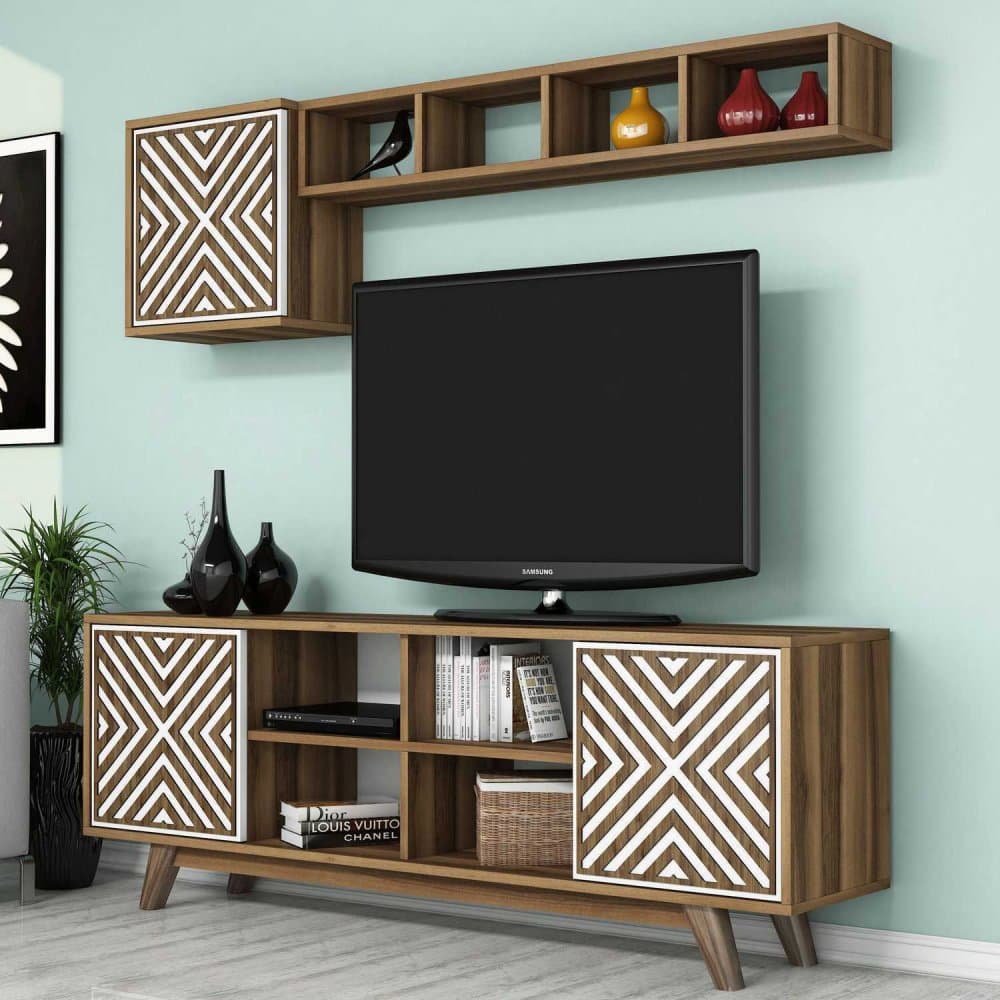 TV skrinka / Obývacia stena Inci - Walnut, White