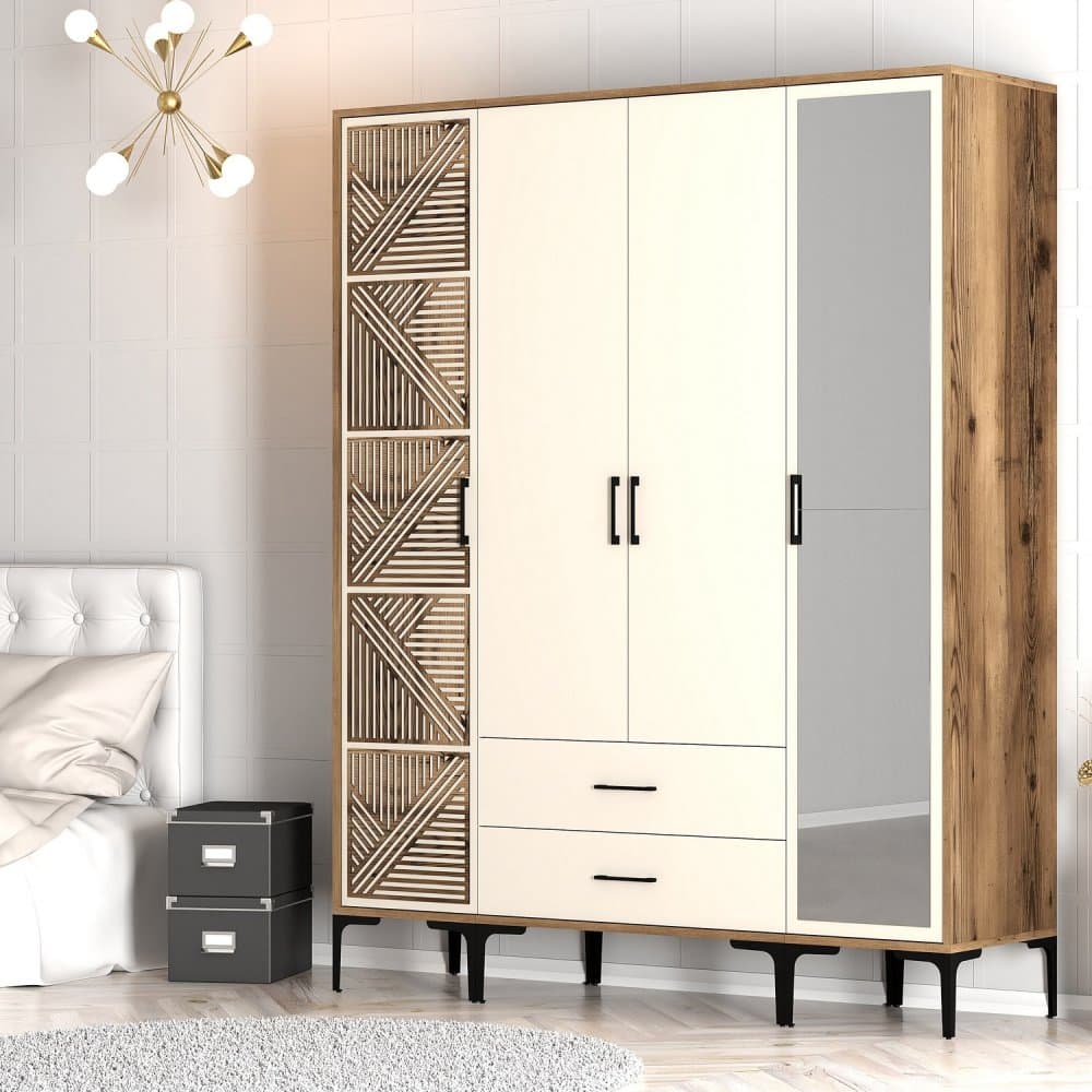 Šatníková skriňa Kumsal PTR - Walnut, Cream 1