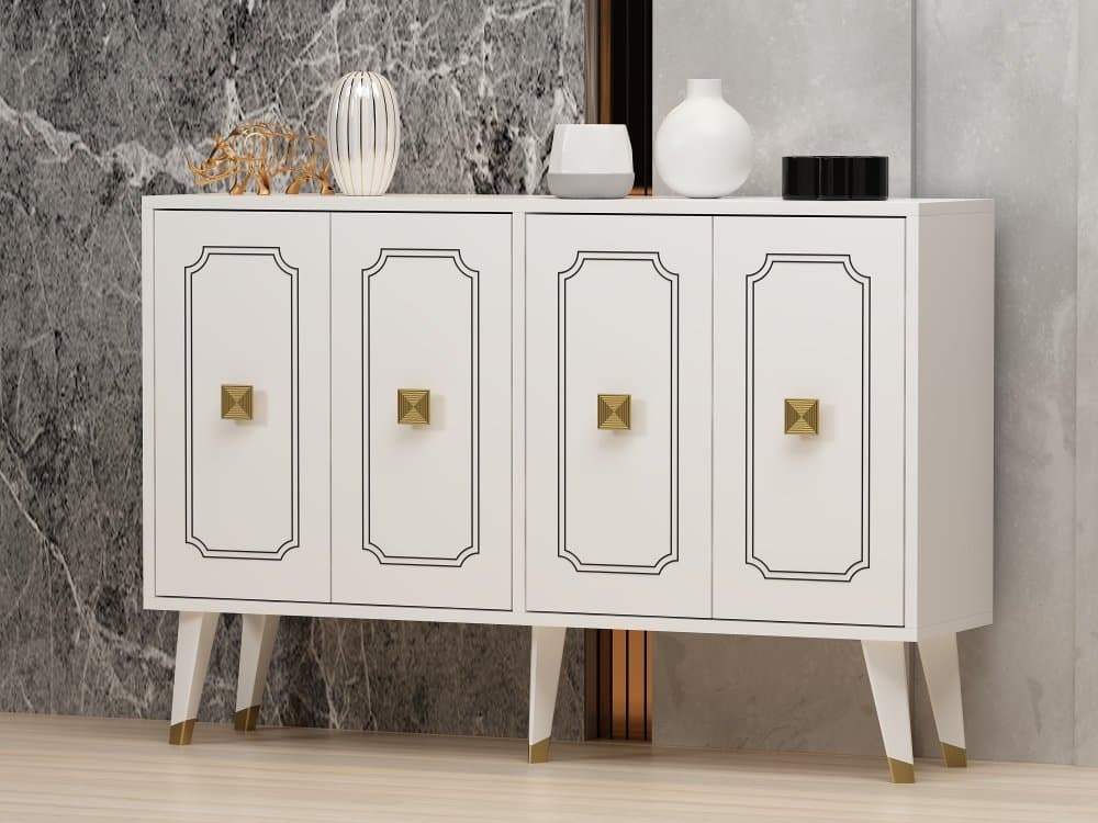 Konzolový stolík Roland - White, Gold 1