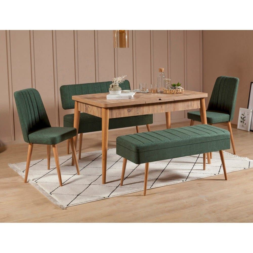 Jedálenský set s rozkladacím stolom a stoličkami (5 kusov) Vina 1070 - 4 - Atlantic, Green 1
