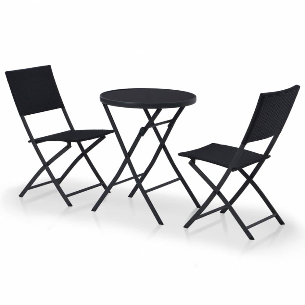 Záhradný bistro set 3ks polyratan čierny