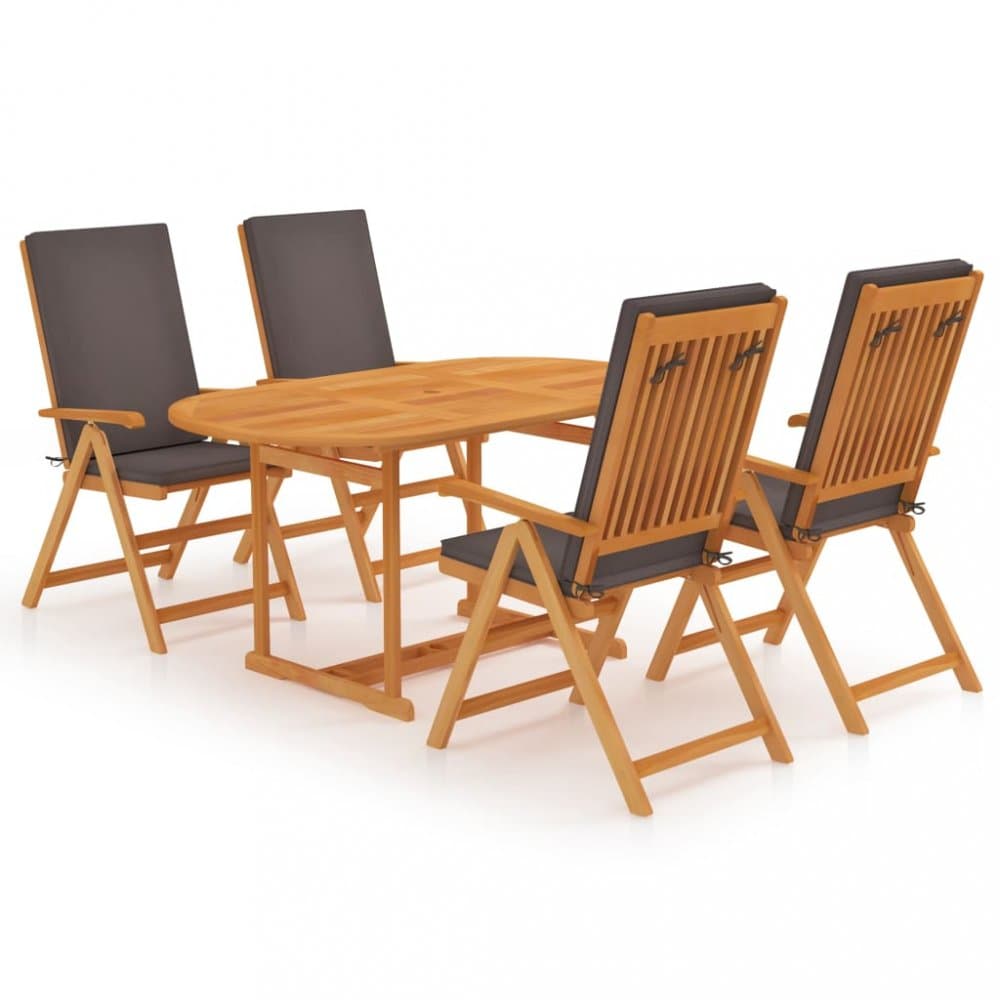 Záhradný jedálenský set 5 ks s poduškami teak / látka Dekorhome 1