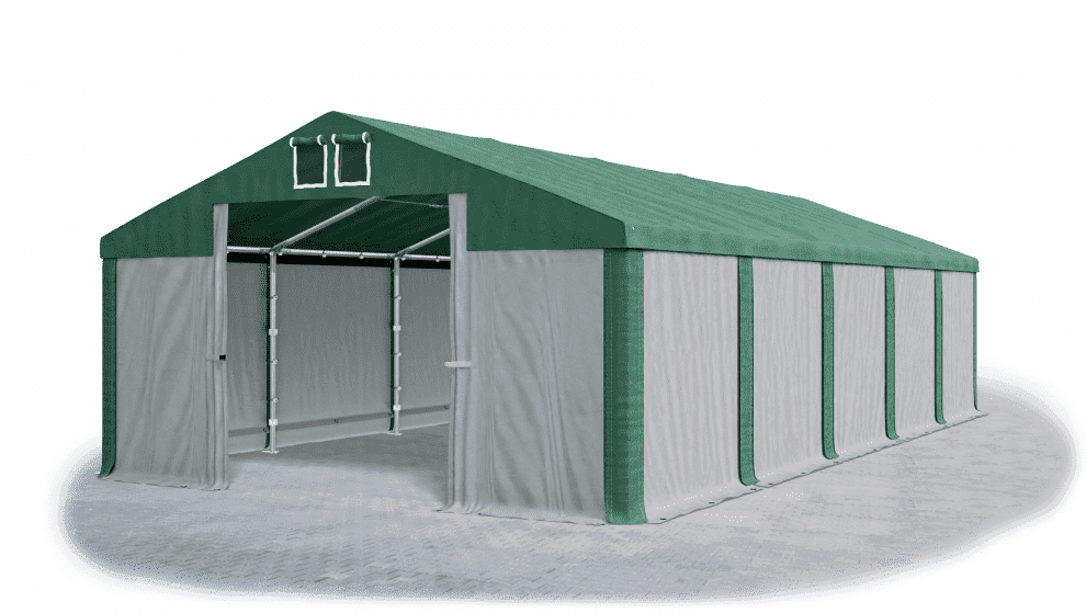 Skladový stan 5x10x2,5m strecha PVC 560g/m2 boky PVC 500g/m2 konštrukcie ZIMA PLUS Zelená Šedá Zelená