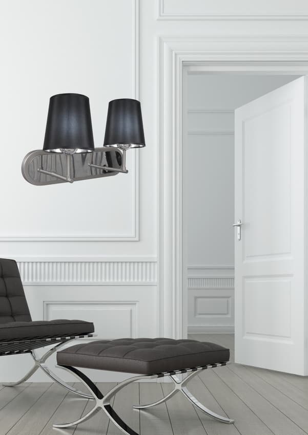 Dvojitá saténová nástenná lampa + čierne tienidlo 2x60W Milonga 1