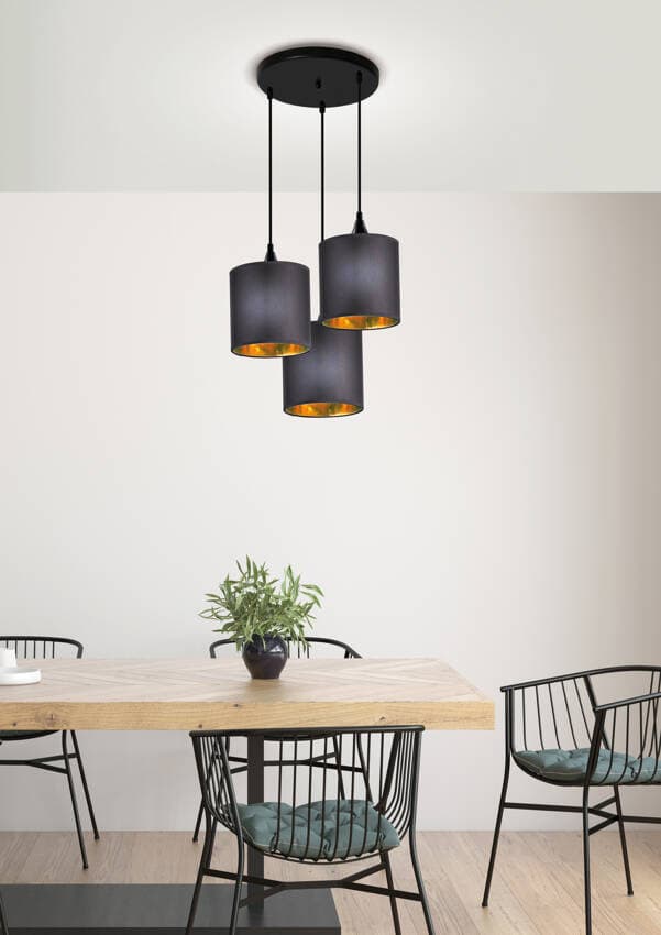 Závesná lampa čierna doska 3xE14 dlhá
