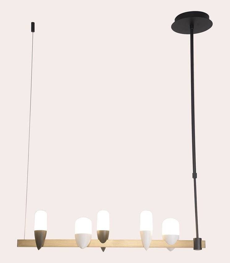 Závesná lampa na ostrovček čierno-zlatá LED 27W Sakai Ledea