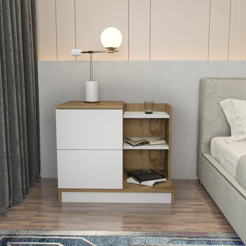 Nočný stolík Rena - White, Oak 1
