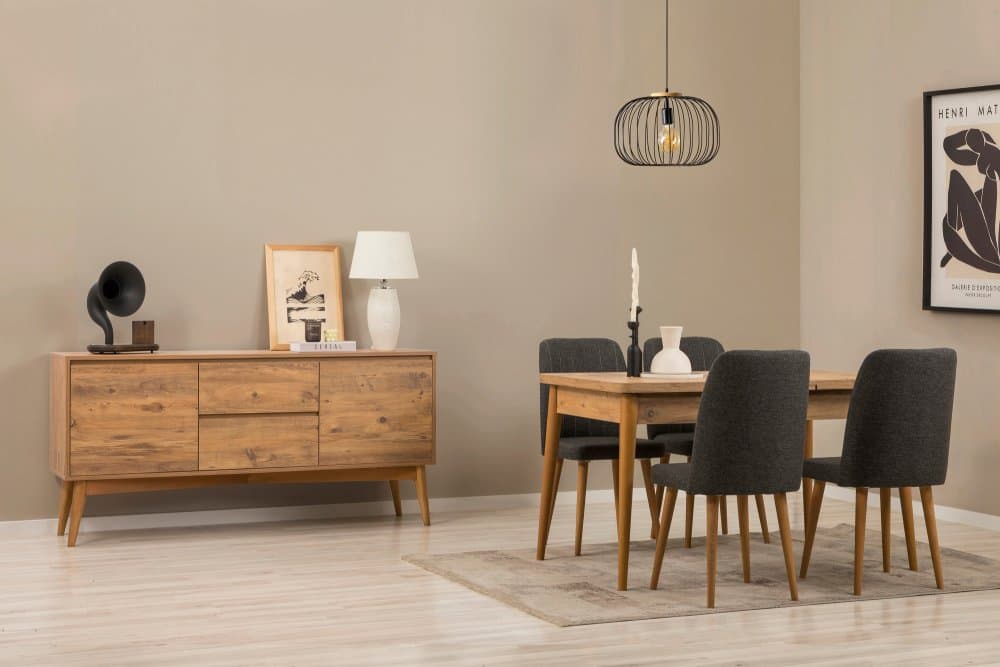 Set s rozkladacím stolom, stoličkami a konzolou (6 kusov) Vina 01 1053 - Atlantic Pine, Anthracite 1