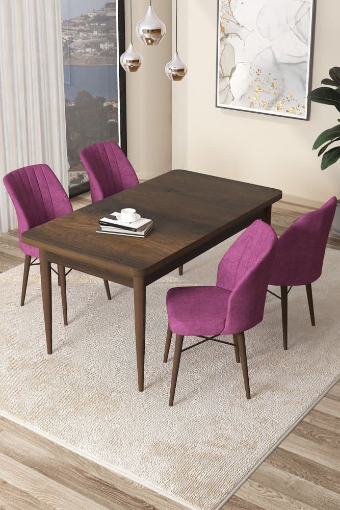 Dining Table & Chairs Set (5 Pieces) Arp - Baroque, Purple 1