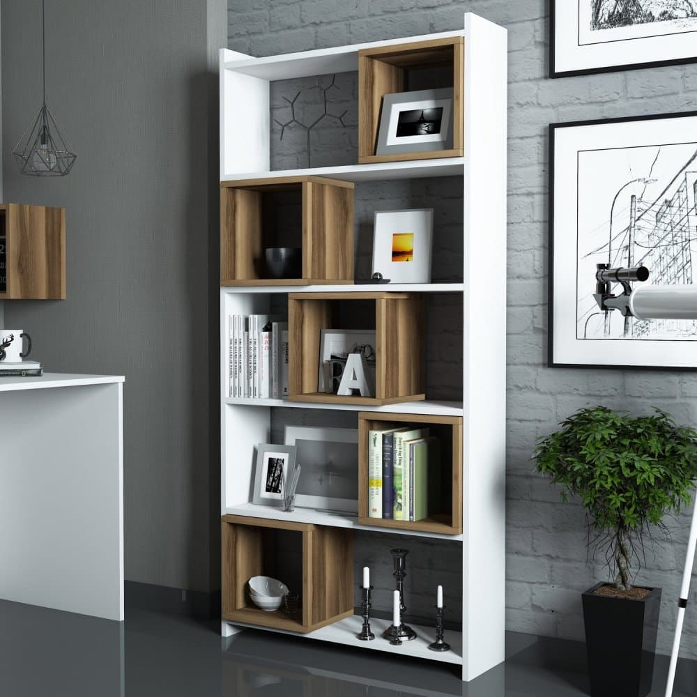 Knižnica Box - White, Walnut 1