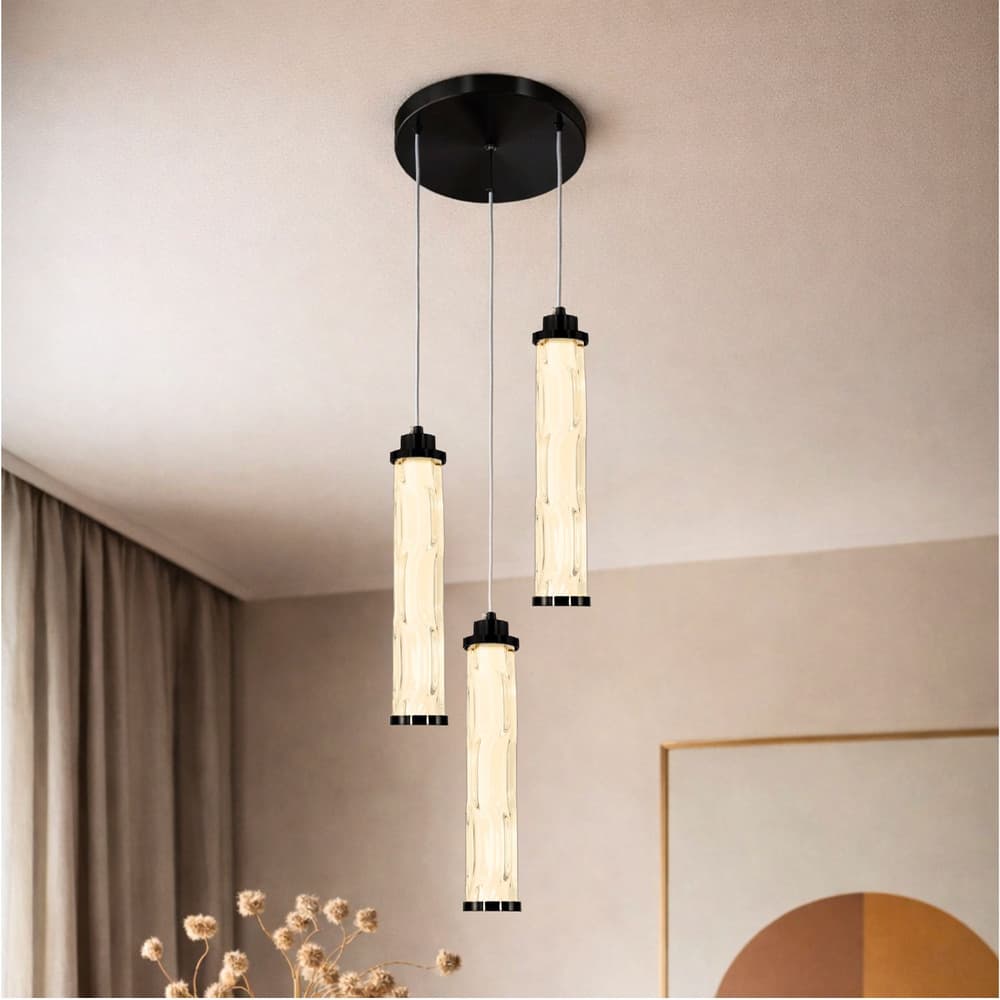 CORTE lampa wisząca talerz czarny matowy 25W LED 3000K klosz bezbarwny 1