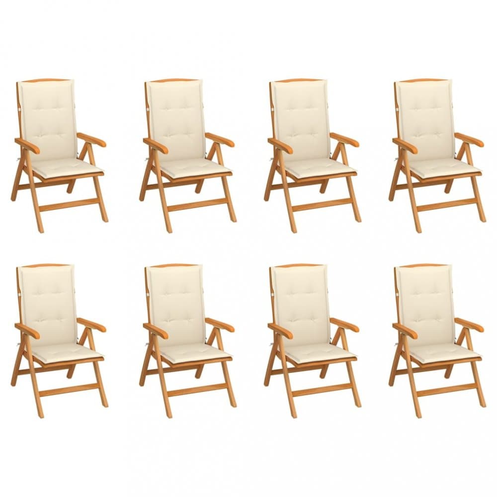 Skladacia záhradná stolička s poduškami 8 ks teak / látka Dekorhome 1