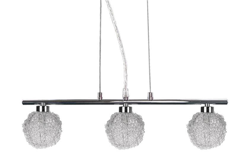Závesná lampa chrómová sklenená guľa v opletení 3x40W Wind 1