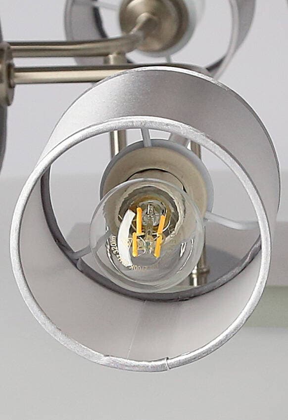 Stropná lampa saténovo-niklové tkané tienidlo 6x40W Sax 1