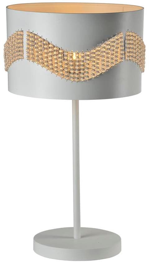 Biela stolová lampa s korálkami Antonio 1