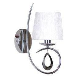 Nástenná lampa chrómová / biele látkové tienidlo 40W Arnika