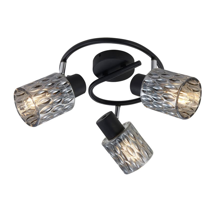Stropná lampa Bill Spiral čierna 3x40W E27 dymové tienidlo