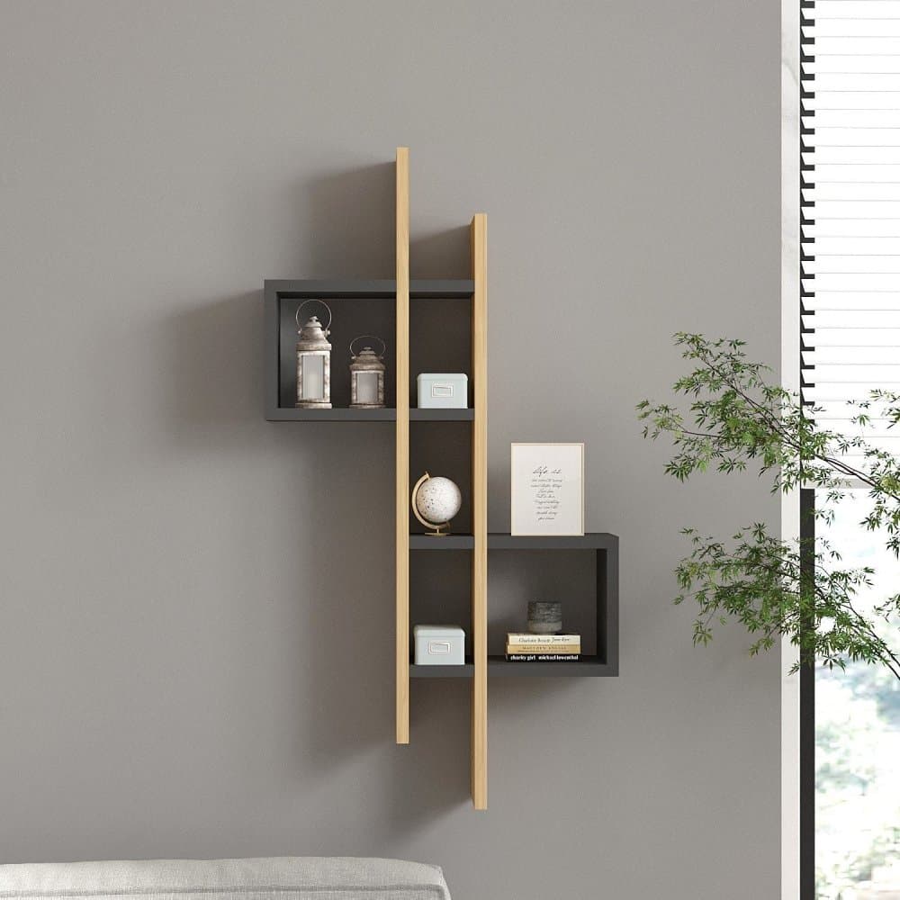 Nástenná polica Emse - Sapphire Oak, Anthracite
