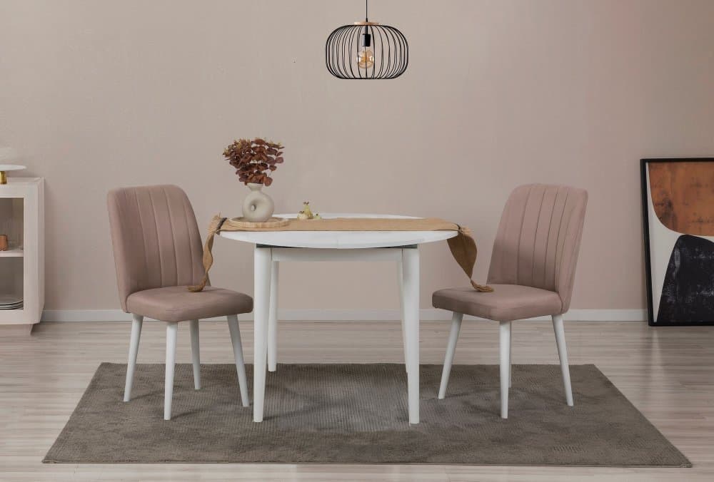 Jedálenský set s rozkladacím stolom a stoličkami (3 kusy) Vina 0900 - White, Stone 1