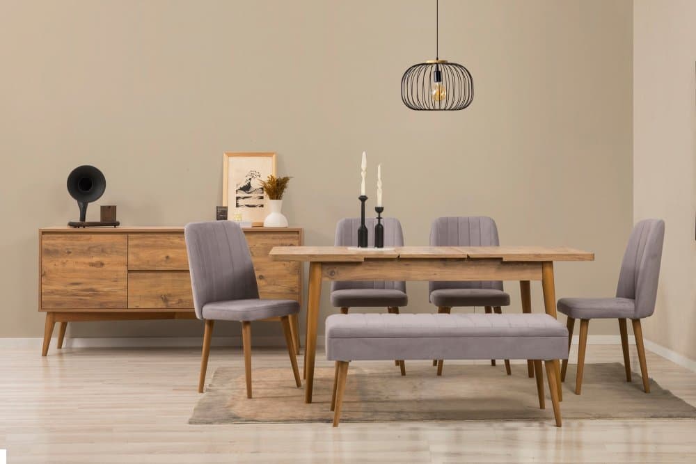 Set s rozkladacím stolom, stoličkami a konzolou (7 kusov) Vina 03 0701 - Atlantic Pine, Grey 1