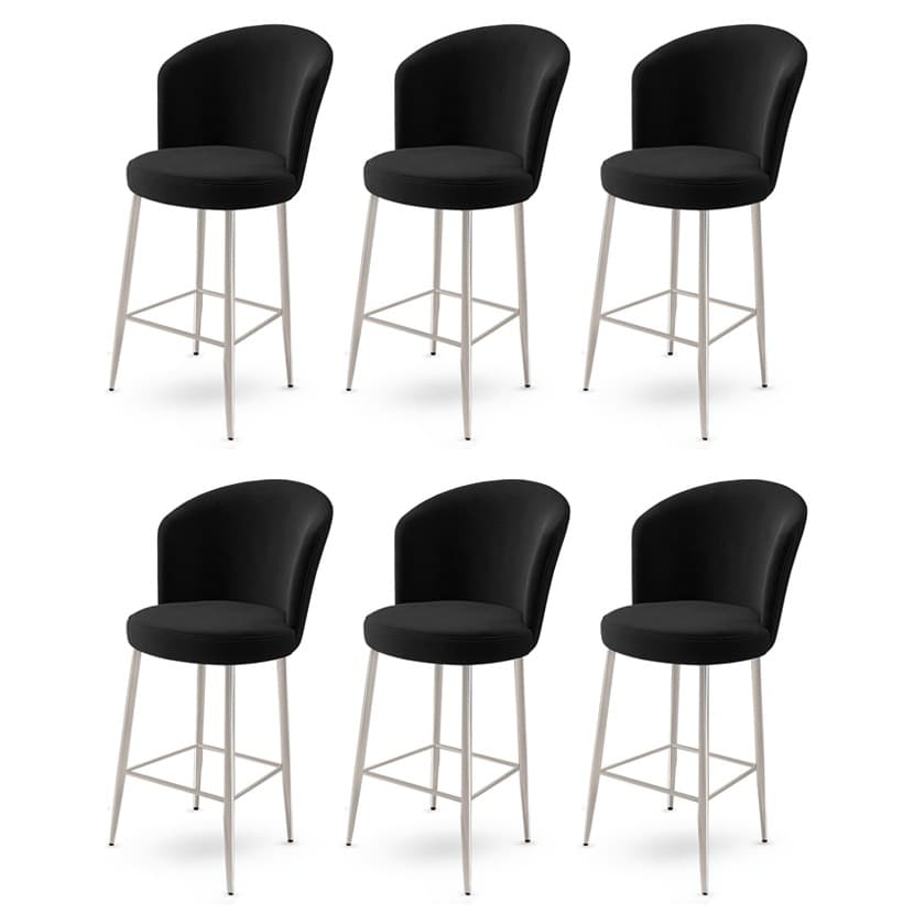 Bar Stool Set (6 Pieces) Fora - Black, Chrome 1