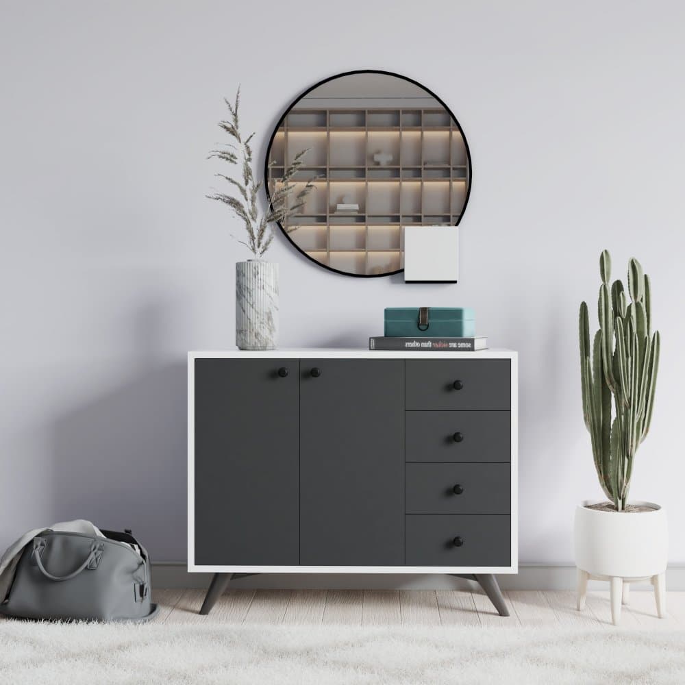 Viacúčelová skrinka Waga - White, Anthracite