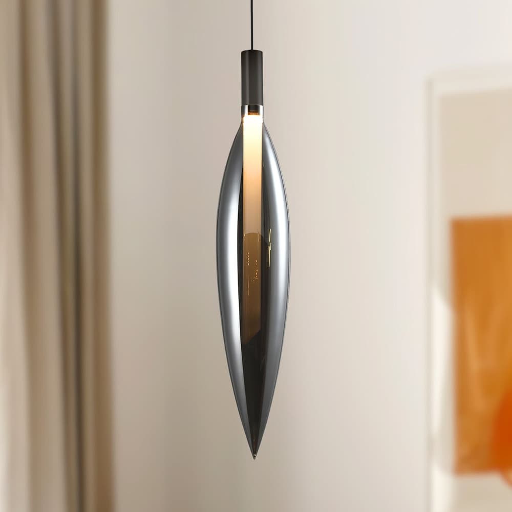 Lampa wisząca Nordic szklana pojedyncza dymiony klosz do jadalni 1
