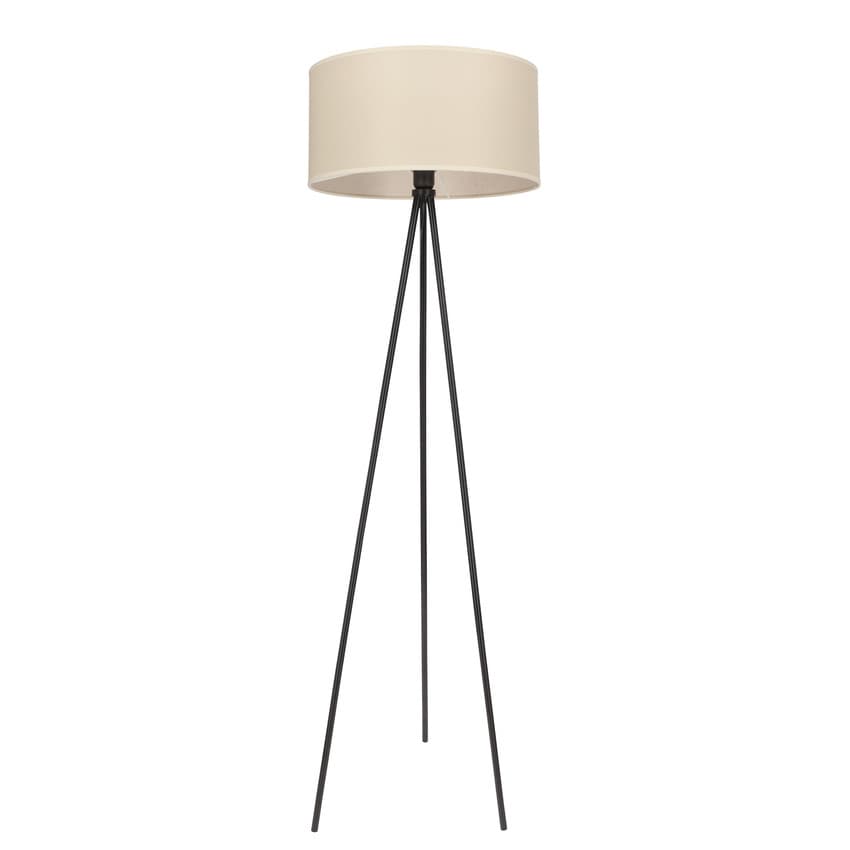 Stojaca lampa SHANTI čierna 1x40W E27 béžové tienidlo