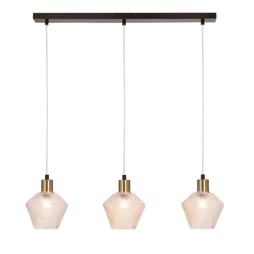 Závesná lampa Greniko čierna 3x40W E14 priehľadné tienidlo