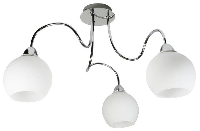 Trojitá chrómová stropná závesná lampa s bielymi tienidlami Nelda