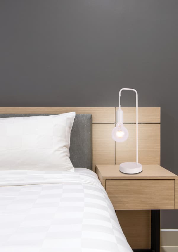 Biela kovová stolová lampa Laren Ledea