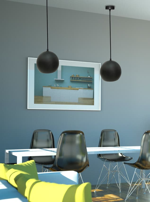Závesná lampa čierna E27 kov Flen Ledea 1