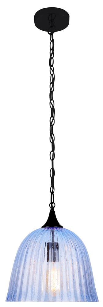 Modrá sklenená závesná lampa Váza 1