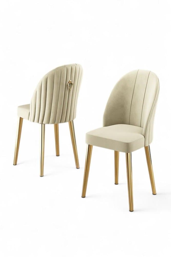 Súprava stoličiek (2 kusy) Mara - Cream, Gold