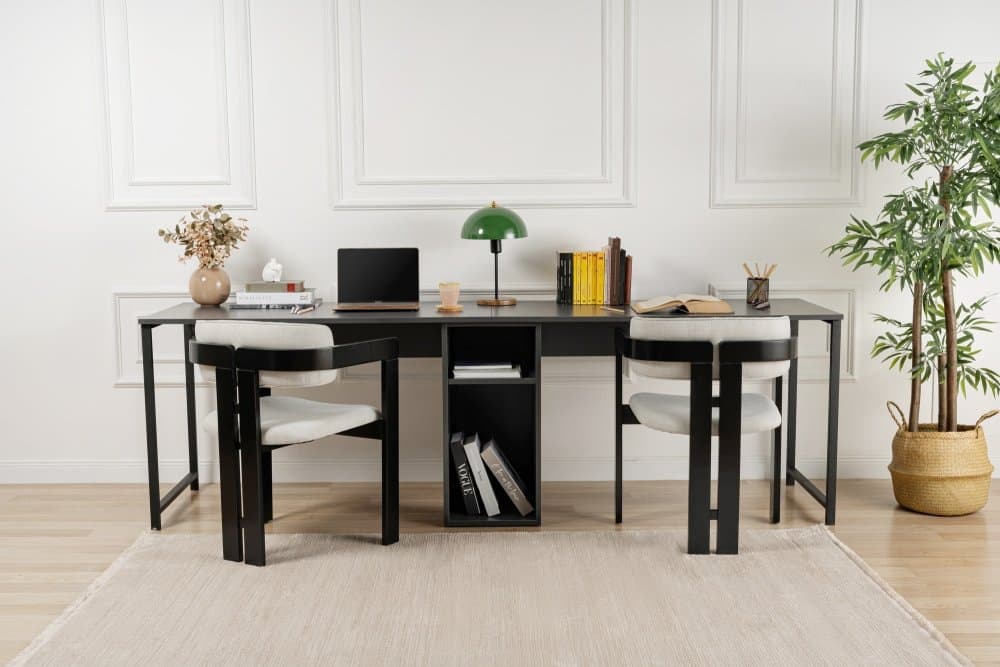 Písací stôl Twin Study Desk - Anthracite, Black 1