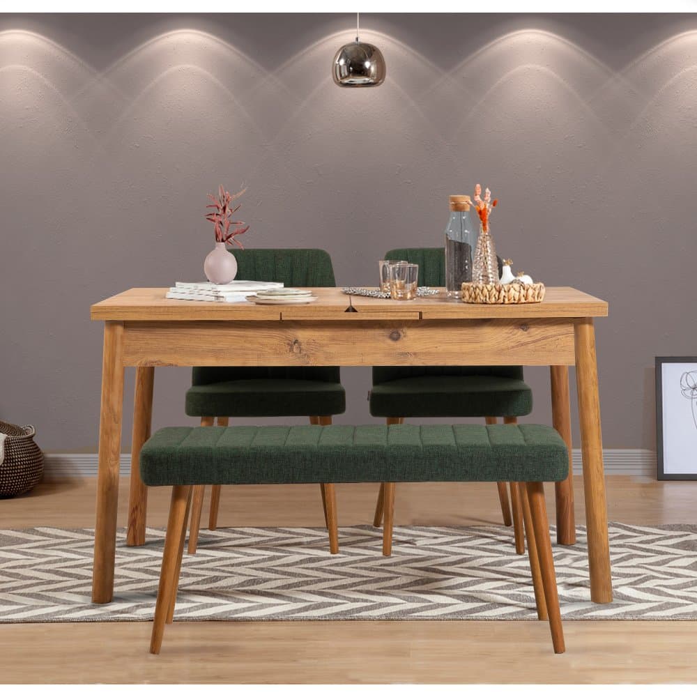 Jedálenský set s rozkladacím stolom a stoličkami (4 kusy) Santiago Atlantice -Green 1