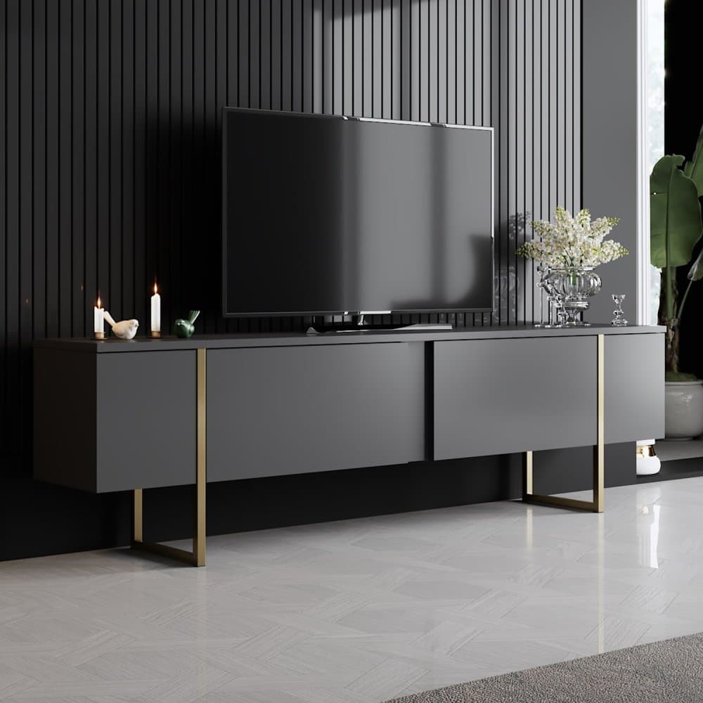 TV stolík Luxe - Anthracite, Gold 1